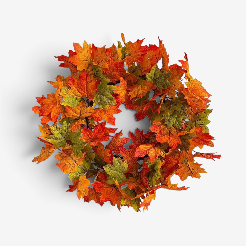 Vibrant Handmade Autumn Wreath with Leaves