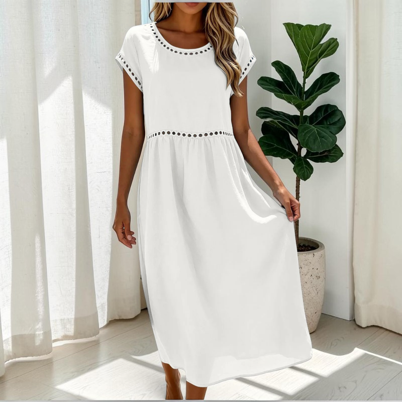 Women's Short Sleeve Crew Neck Maxi Dress