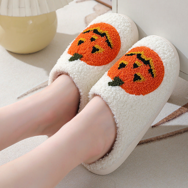 Halloween Slippers with Pumpkin Design
