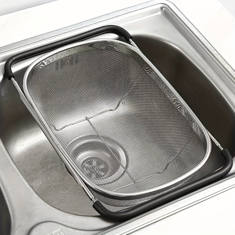 FlexDrain - Collapsible Stainless Steel Sink Strainer Durable, Space-Saving Design | Effortless Rinsing and Draining for Fruits, Vegetables, and Pasta