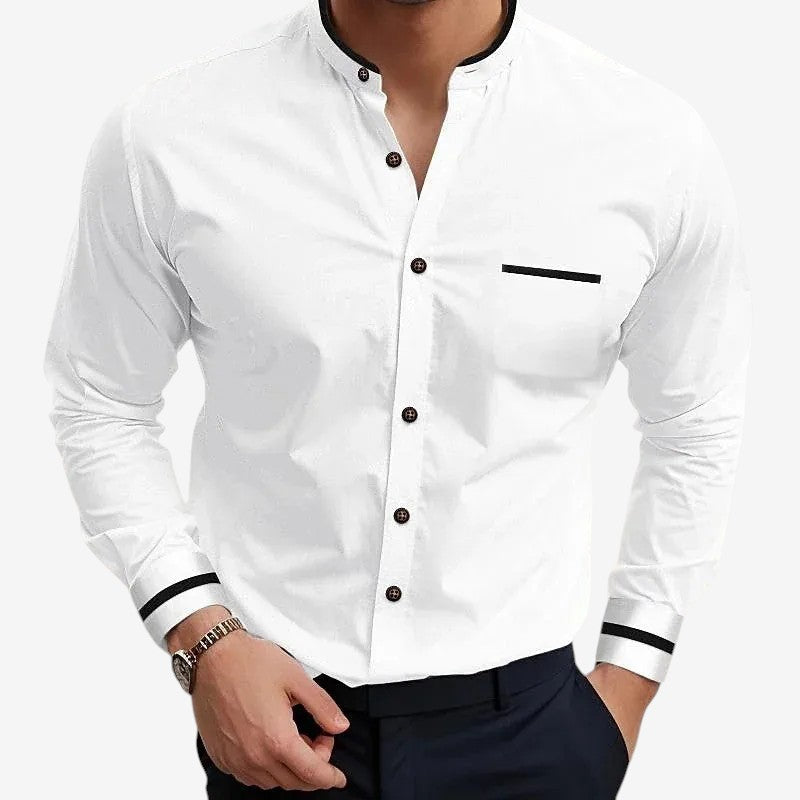Men's Slim Fit Long Sleeve Stand Collar Shirt