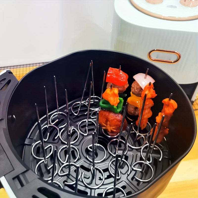 GrillMaster - 10-Piece Stainless Steel Skewers Compatible with Air Fryer, Oven, and Grill | Rust-Resistant Durable Construction for Reusable Use | Vertical Design for Even Cooking and Juicy Grilled Food