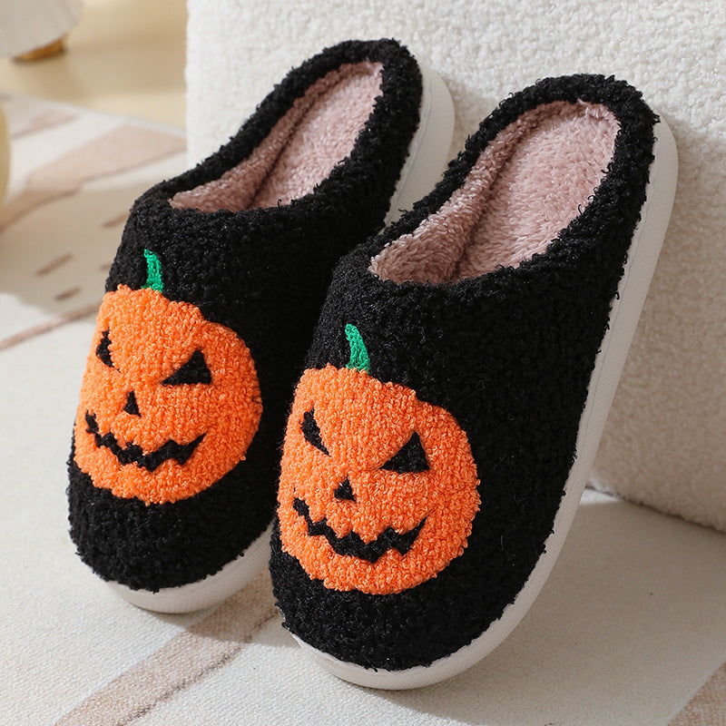Halloween Slippers with Pumpkin Design