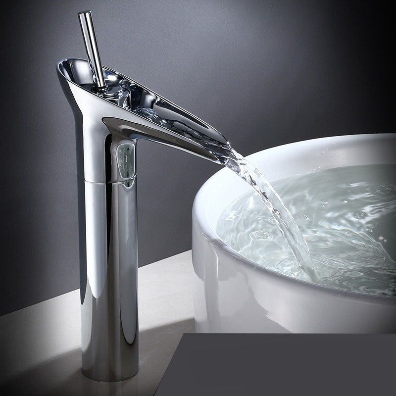 AquaFalls - Vintage Waterfall Bathroom Faucet Antique Brass Finish with Gentle Cascading Flow | Single-Handle Design for Effortless Water Control | Elegant Accent to Enhance Bathroom Aesthetics