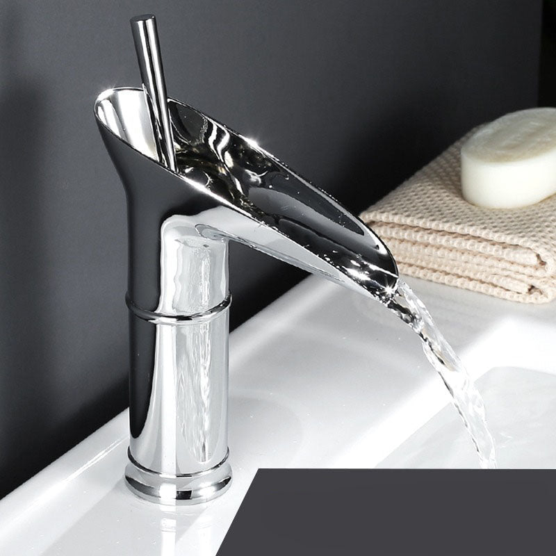 AquaFalls - Vintage Waterfall Bathroom Faucet Antique Brass Finish with Gentle Cascading Flow | Single-Handle Design for Effortless Water Control | Elegant Accent to Enhance Bathroom Aesthetics
