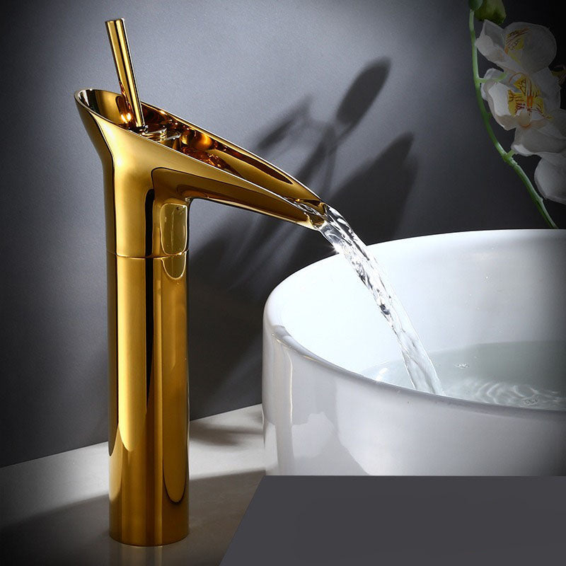 AquaFalls - Vintage Waterfall Bathroom Faucet Antique Brass Finish with Gentle Cascading Flow | Single-Handle Design for Effortless Water Control | Elegant Accent to Enhance Bathroom Aesthetics
