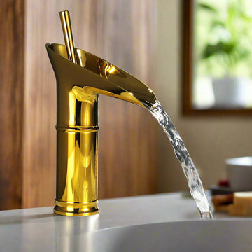 AquaFalls - Vintage Waterfall Bathroom Faucet Antique Brass Finish with Gentle Cascading Flow | Single-Handle Design for Effortless Water Control | Elegant Accent to Enhance Bathroom Aesthetics