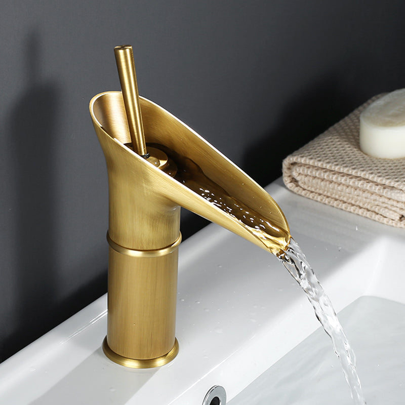 AquaFalls - Vintage Waterfall Bathroom Faucet Antique Brass Finish with Gentle Cascading Flow | Single-Handle Design for Effortless Water Control | Elegant Accent to Enhance Bathroom Aesthetics