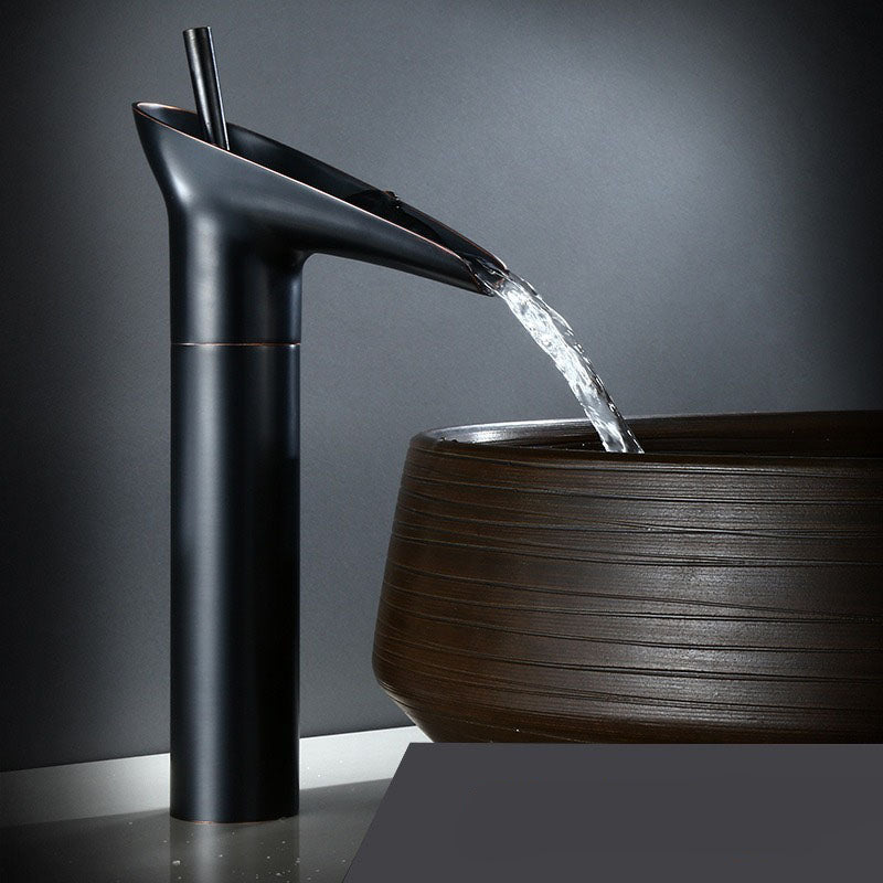 AquaFalls - Vintage Waterfall Bathroom Faucet Antique Brass Finish with Gentle Cascading Flow | Single-Handle Design for Effortless Water Control | Elegant Accent to Enhance Bathroom Aesthetics