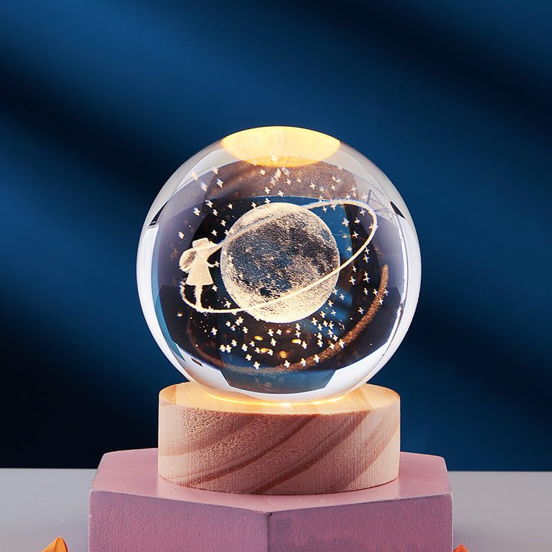 Luminous 3D - Luminous 3D Crystal Sphere Night Lamp 3D Laser-Engraved Crystal Design with Mesmerizing Glow | Adjustable Color-Changing LED Lighting for Cozy Ambiance | Energy-Efficient Nightlight for Bedroom, Living Space or Office