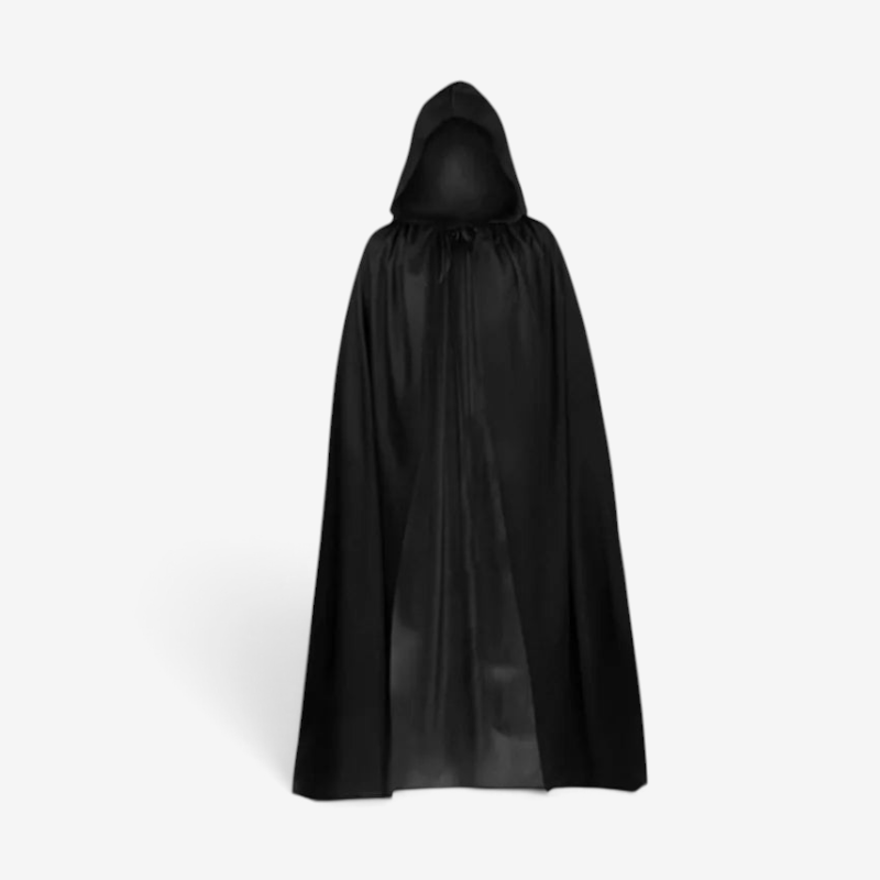 Elegant Black Hooded Cape for Halloween & Cosplay