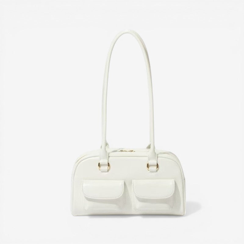 Multi Pocket Zip Leather Handbag