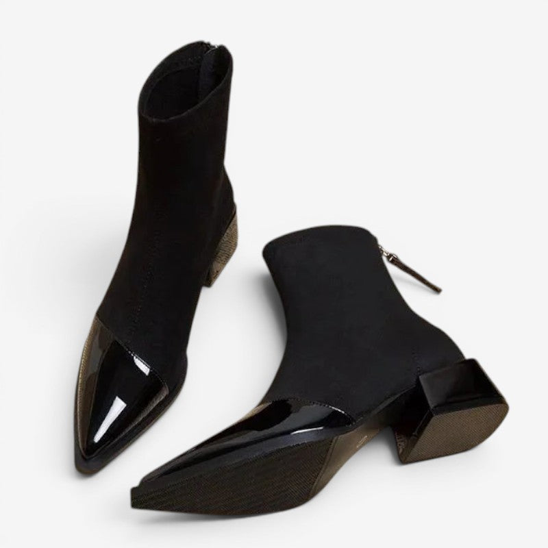 Pointed Toe Ankle Boots with Block Heel