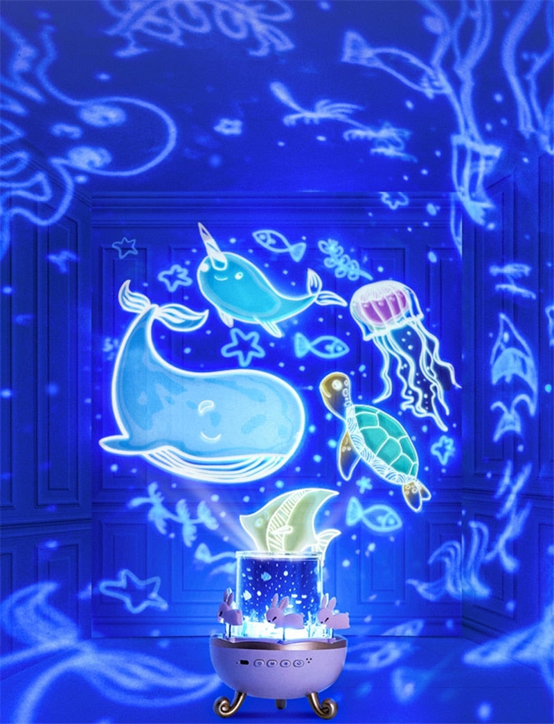DreamWhirl - Night Light Projector Rotating Carousel Design with Stars, Constellations, and Ocean Animals | Soft Calming Light for Peaceful Sleep | Durable and Safe Nighttime Adventure for Kids’ Bedrooms