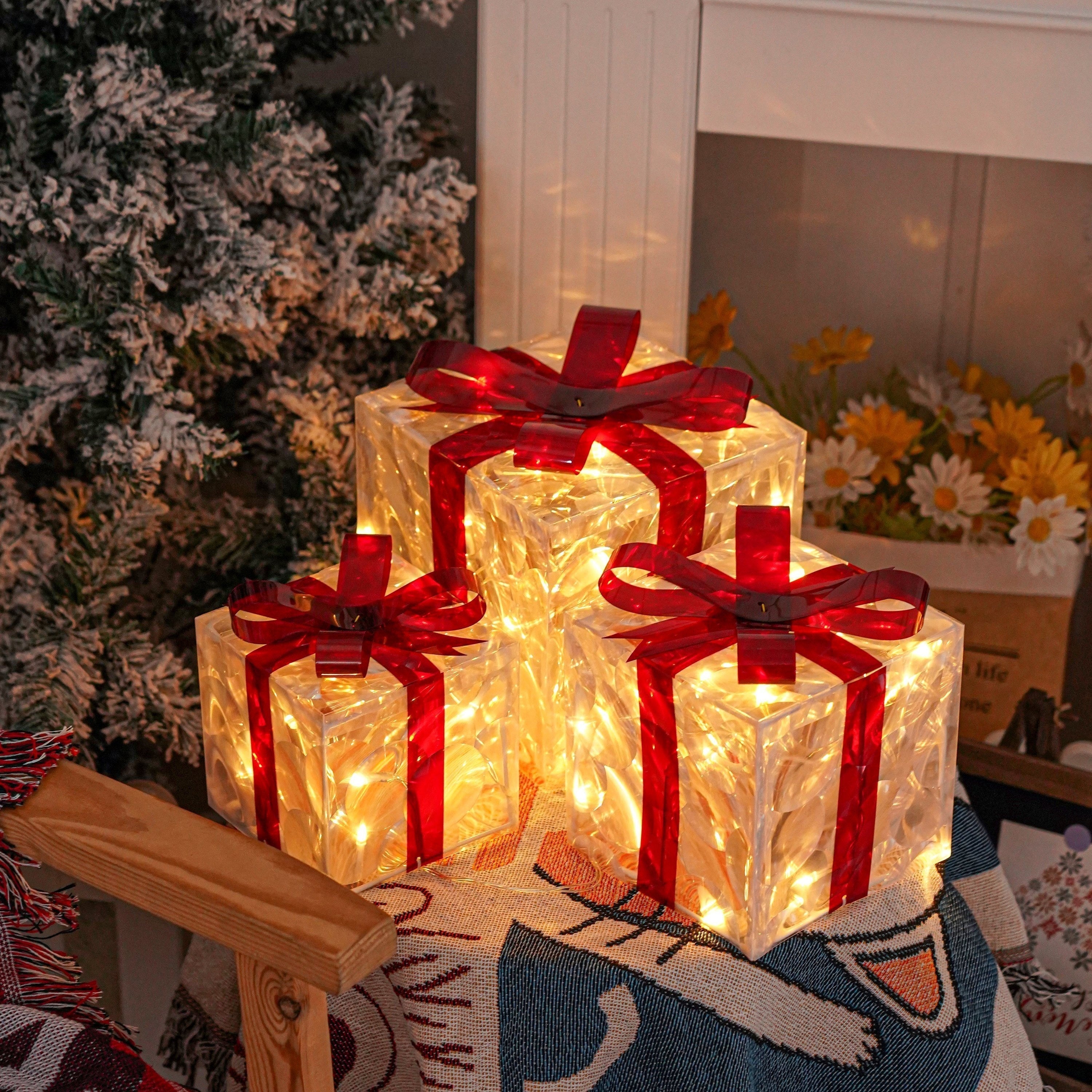 LumiGlow Christmas Lighted Gift Box Set