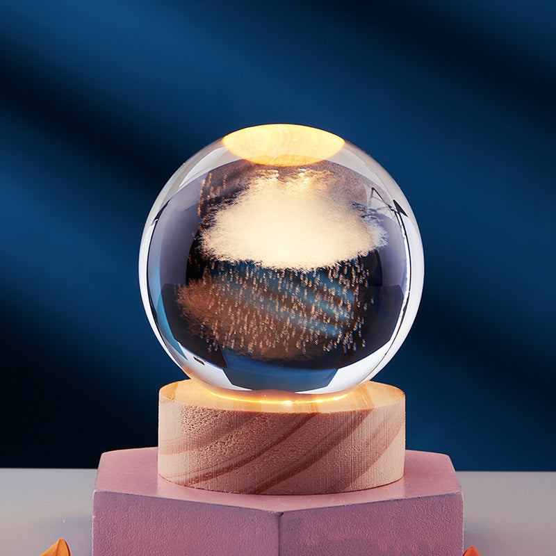 Luminous 3D - Luminous 3D Crystal Sphere Night Lamp 3D Laser-Engraved Crystal Design with Mesmerizing Glow | Adjustable Color-Changing LED Lighting for Cozy Ambiance | Energy-Efficient Nightlight for Bedroom, Living Space or Office