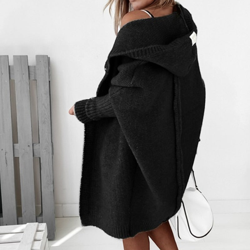 Chic Women's Hooded Knit Cardigan
