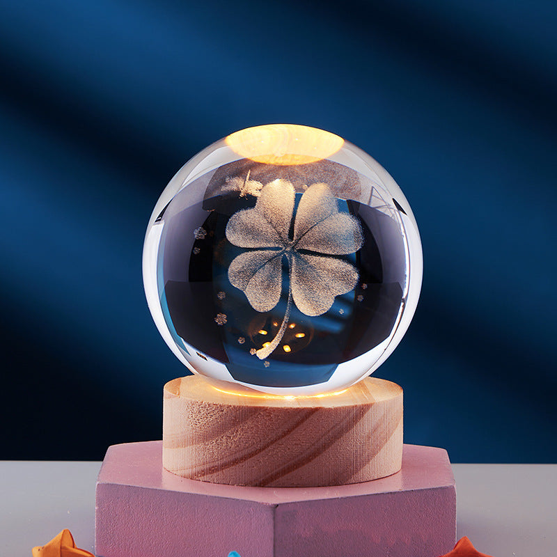 Luminous 3D - Luminous 3D Crystal Sphere Night Lamp 3D Laser-Engraved Crystal Design with Mesmerizing Glow | Adjustable Color-Changing LED Lighting for Cozy Ambiance | Energy-Efficient Nightlight for Bedroom, Living Space or Office