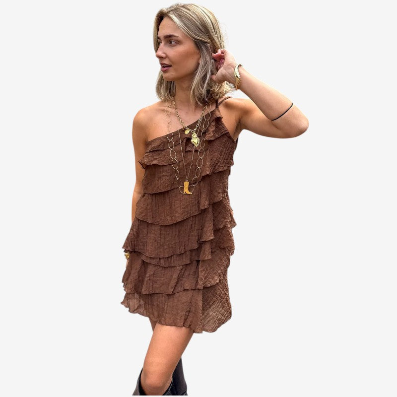 Asymmetrical One-Shoulder Mini Dress