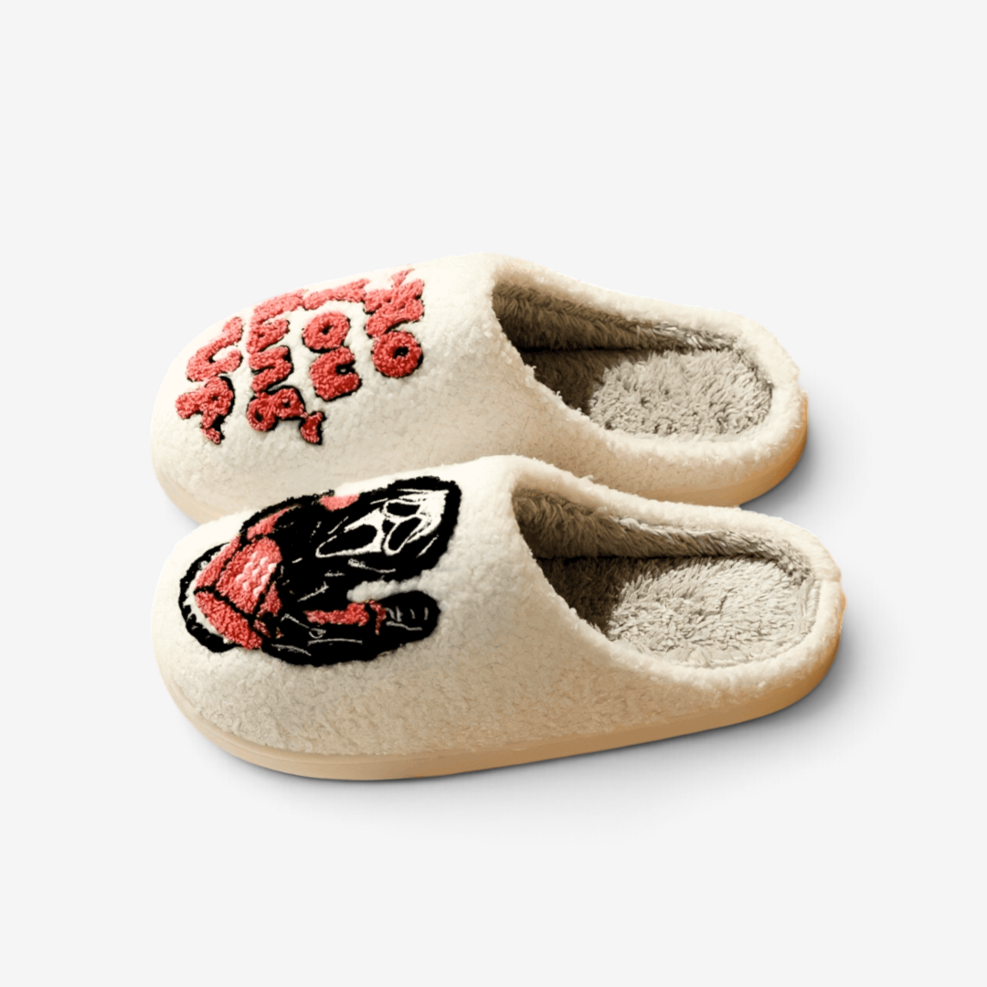 EmberTrail - Plush Halloween Slippers with Fun Embroidery