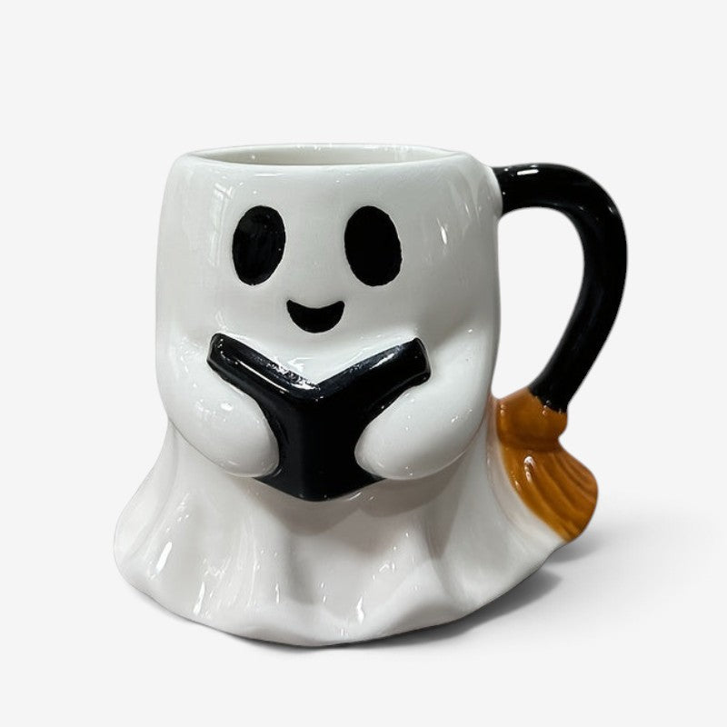 Cute Halloween Ghost Mug with Book Design