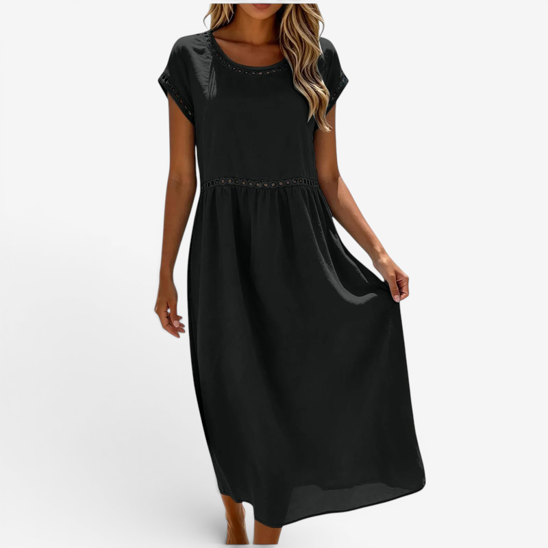 Women's Short Sleeve Crew Neck Maxi Dress