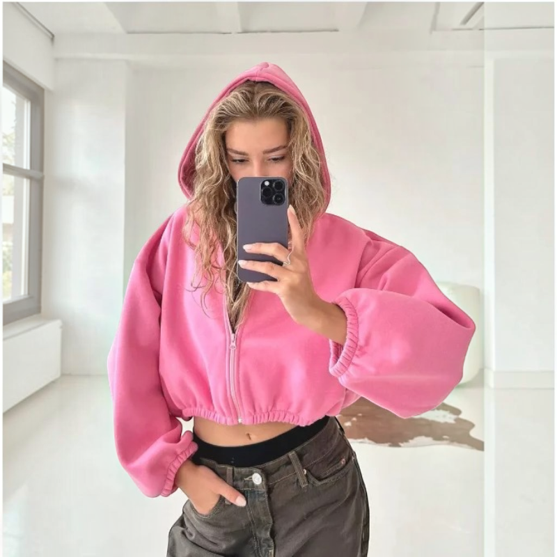 Women’s Stylish Hooded Zip Jacket