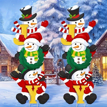 3rd Set of Classic Snowman Christmas Garden Signs