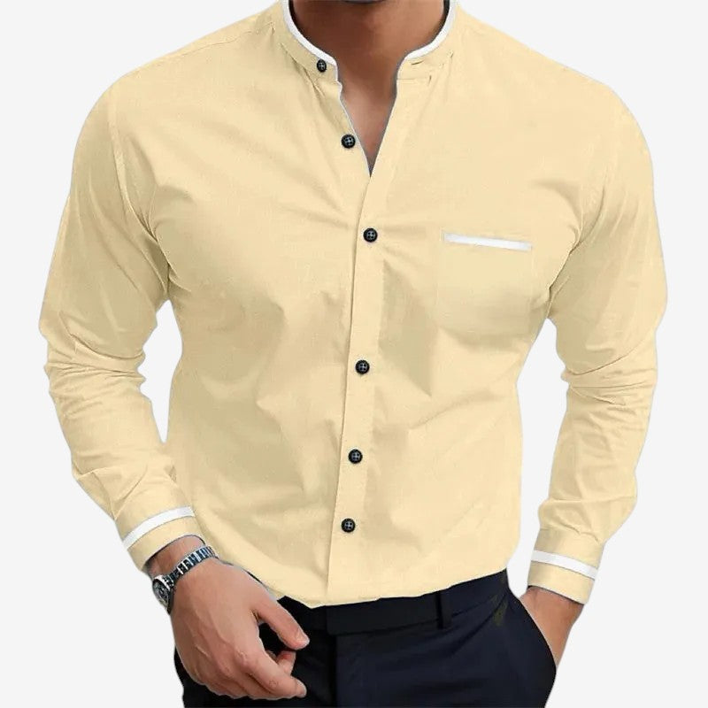 Men's Slim Fit Long Sleeve Stand Collar Shirt