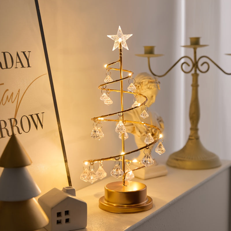 Lumetree - Spirál fém díszfa kristály díszekkel és LED világítással