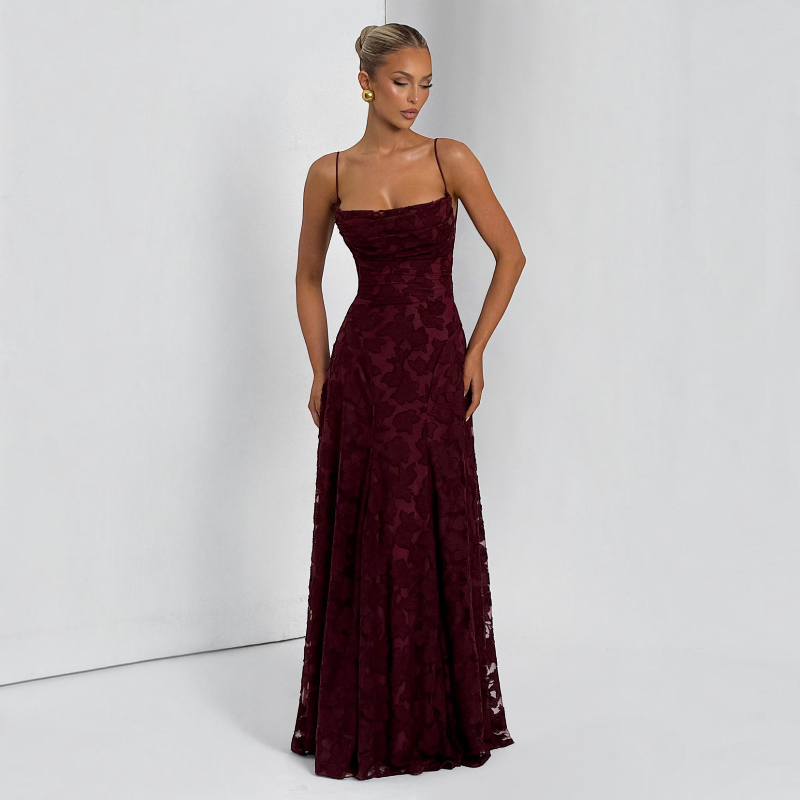 Ladies' Elegant Square Neck Backless Bodycon Maxi Dress