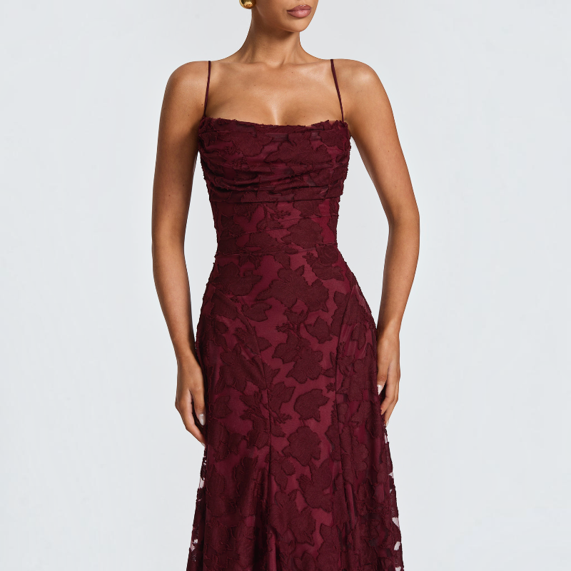 Ladies' Elegant Square Neck Backless Bodycon Maxi Dress