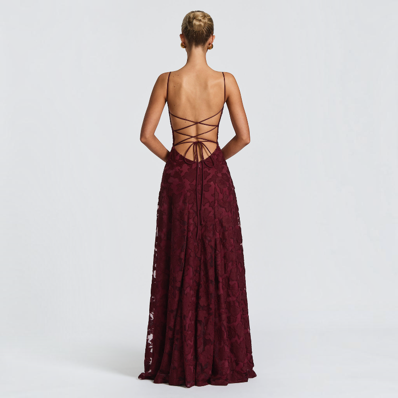 Ladies' Elegant Square Neck Backless Bodycon Maxi Dress