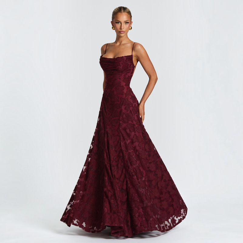 Ladies' Elegant Square Neck Backless Bodycon Maxi Dress