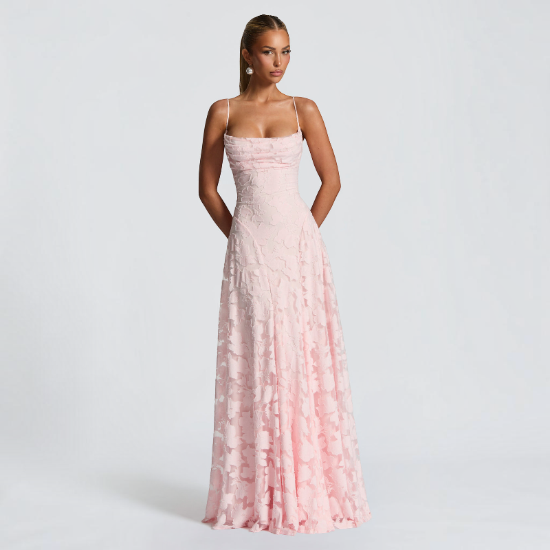 Ladies' Elegant Square Neck Backless Bodycon Maxi Dress