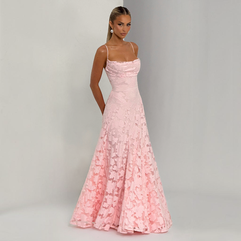 Ladies' Elegant Square Neck Backless Bodycon Maxi Dress
