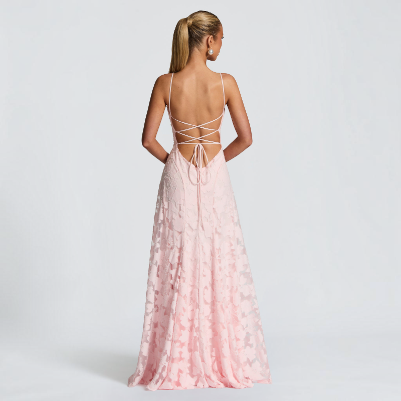 Ladies' Elegant Square Neck Backless Bodycon Maxi Dress