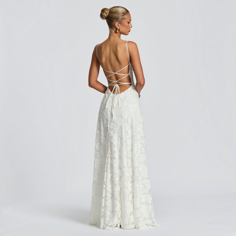 Ladies' Elegant Square Neck Backless Bodycon Maxi Dress
