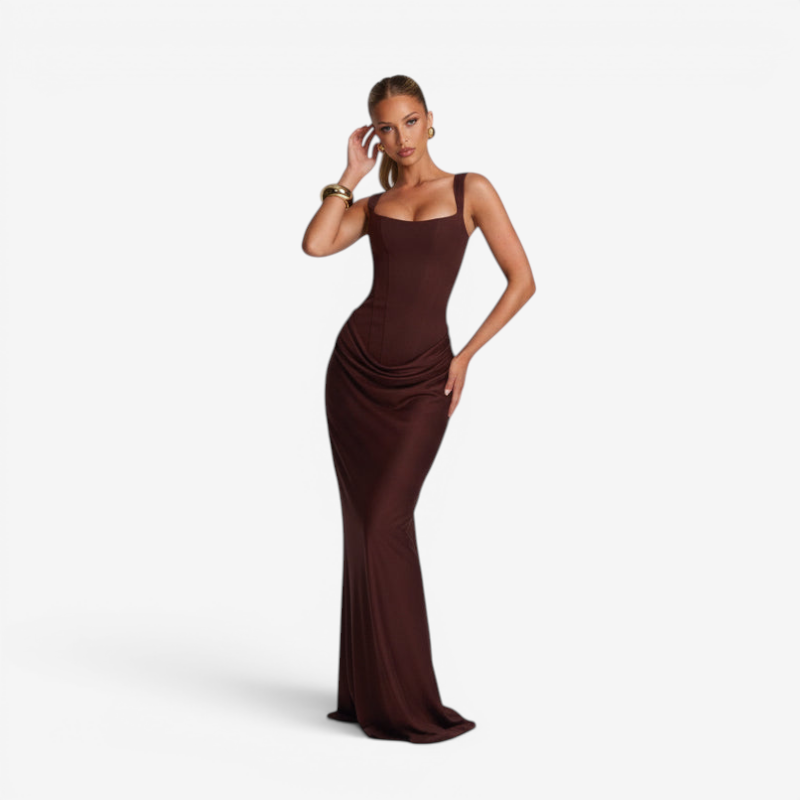 Elegant Square Neck Bodycon Maxi Dress for Women