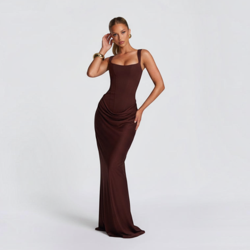 Elegant Square Neck Bodycon Maxi Dress for Women