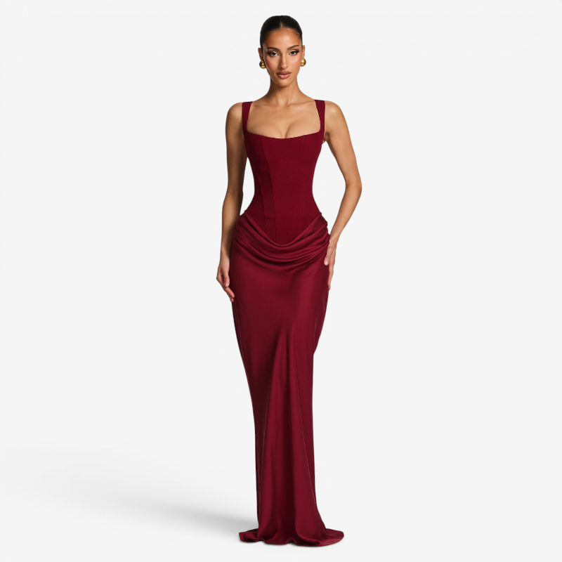 Elegant Square Neck Bodycon Maxi Dress for Women