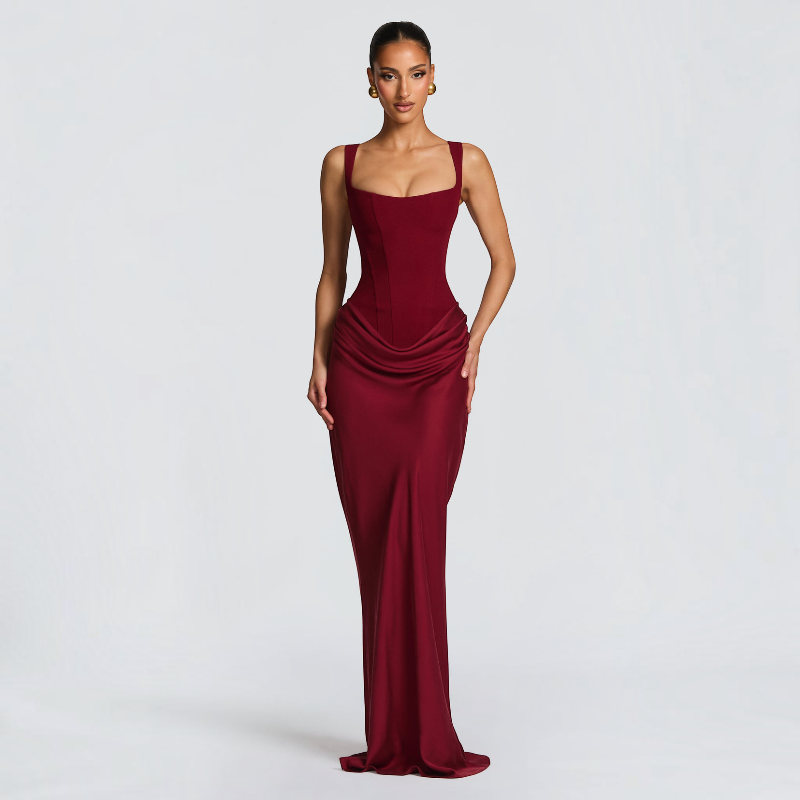 Elegant Square Neck Bodycon Maxi Dress for Women