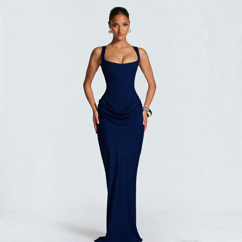 Elegant Square Neck Bodycon Maxi Dress for Women