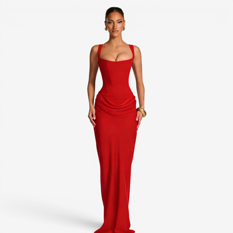 Elegant Square Neck Bodycon Maxi Dress for Women