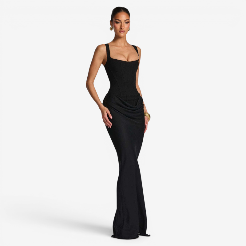 Elegant Square Neck Bodycon Maxi Dress for Women