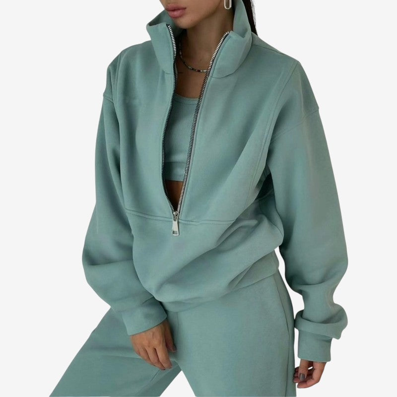 Women’s Oversized Zip-Up Hoodie And Matching Pants Set