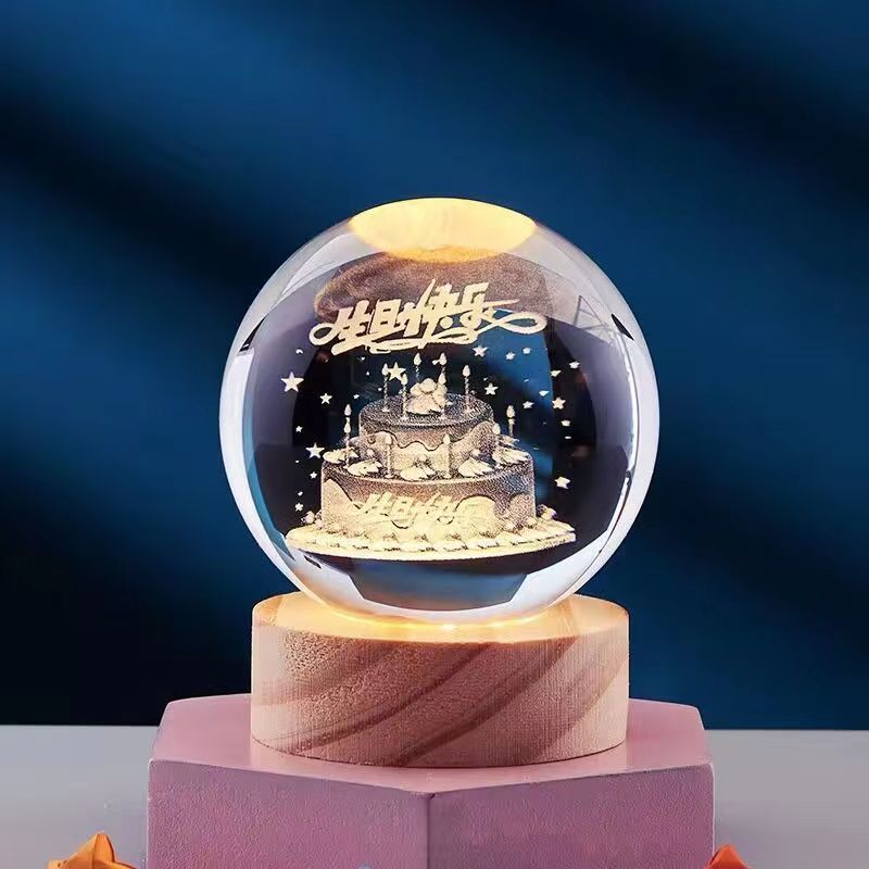 Luminous 3D - Luminous 3D Crystal Sphere Night Lamp 3D Laser-Engraved Crystal Design with Mesmerizing Glow | Adjustable Color-Changing LED Lighting for Cozy Ambiance | Energy-Efficient Nightlight for Bedroom, Living Space or Office