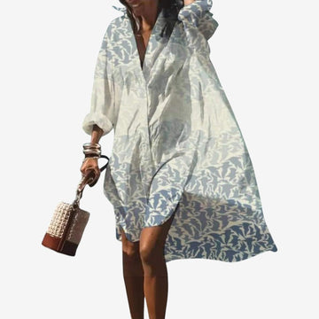 Printed Long Sleeve Midi Dress