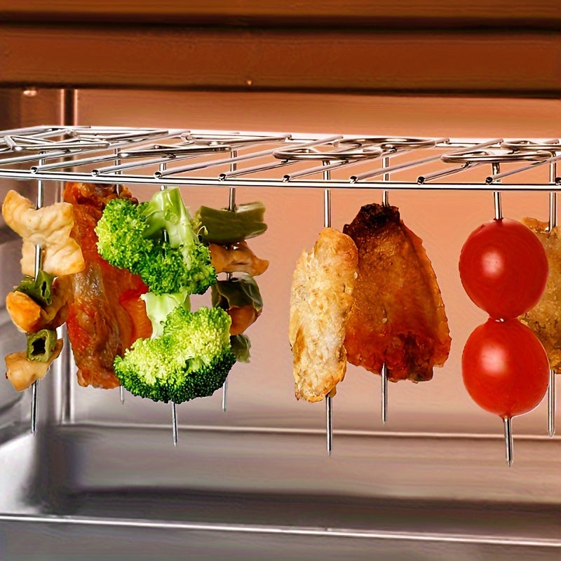 GrillMaster - 10-Piece Stainless Steel Skewers Compatible with Air Fryer, Oven, and Grill | Rust-Resistant Durable Construction for Reusable Use | Vertical Design for Even Cooking and Juicy Grilled Food
