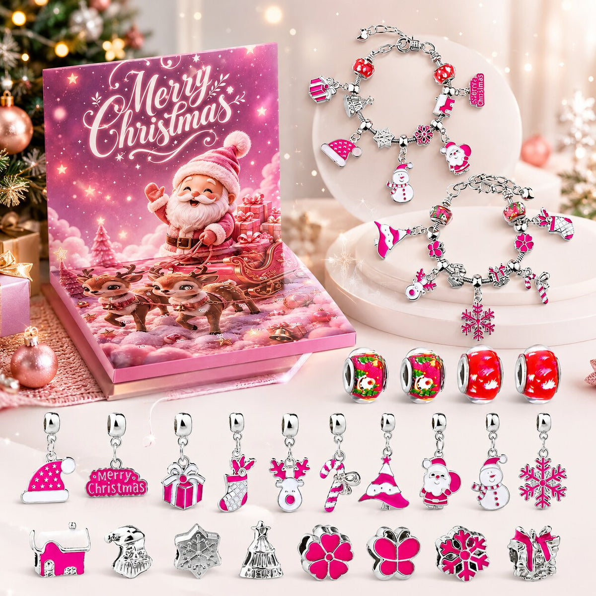 Yulecharms - Adventi naptár 24 ékszer elemmel karkötőkhöz